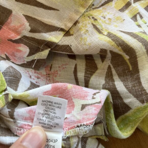 J. Jill Love Linen Shirt Blouse Button Down Size XL P Long Sleeve Floral Print - Picture 12 of 14